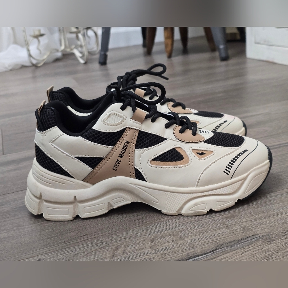 Steve Madden Chunky Sneakers in Black, Cream, and Tan